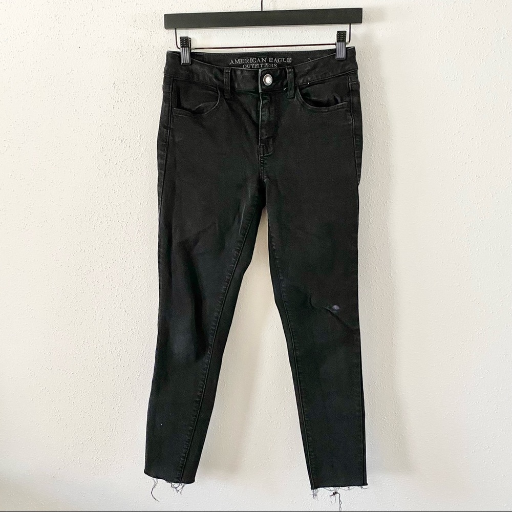 AMERICAN EAGLE Women's Size 4 Black Hi-Rise Jegging Skinny Cropped Stretch Jeans
